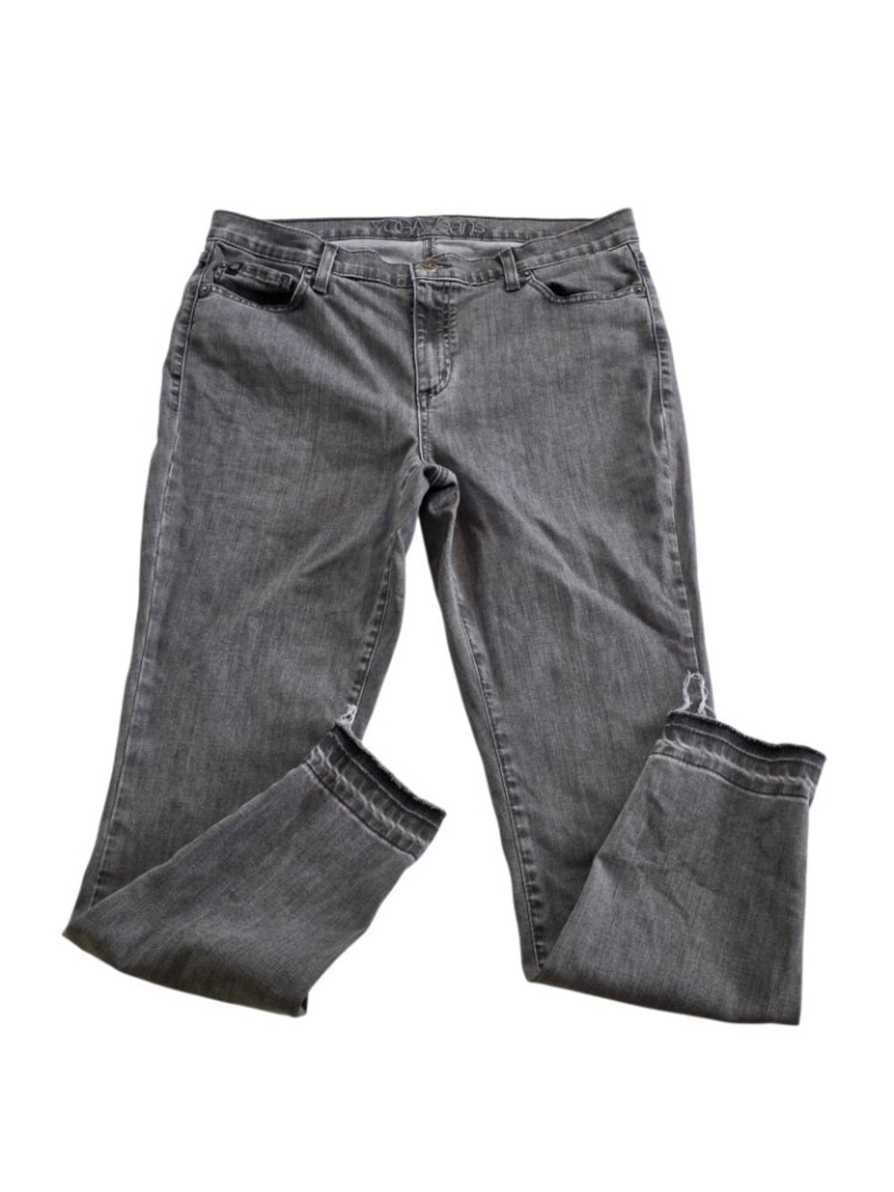 Yoga Jeans Women 32 Gray Skinny Raw Hem Stretch Canada Made Athleisure Casual - Picture 11 of 16